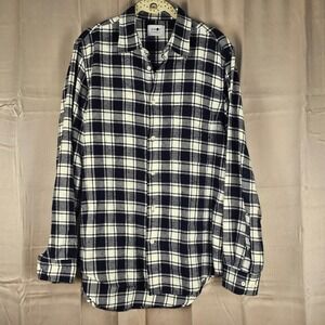 NN07 No Nationality Mens‎ Black White New Arne Flannel Button Down Shirt Med Reg